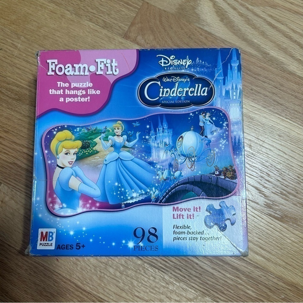 Disney Cinderella Foam Fit Puzzle 98 Pieces Vintage Kids Toy Blue Princess